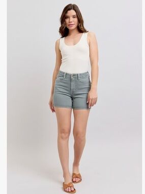 NWT‎ Judy Blue | High Rise Garment Dyed Shorts in Gray Green Large